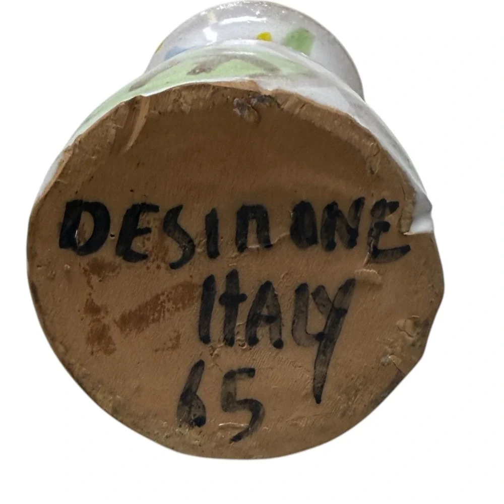 Desimone Italy Bud Vase Unisex OS Multi Fair Floral Hand Painted 65 MCM Pottery